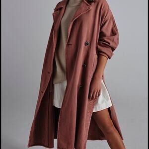 NWT! Free People Kelly Trench Jean Cotton Oversized Coat Size XS/S